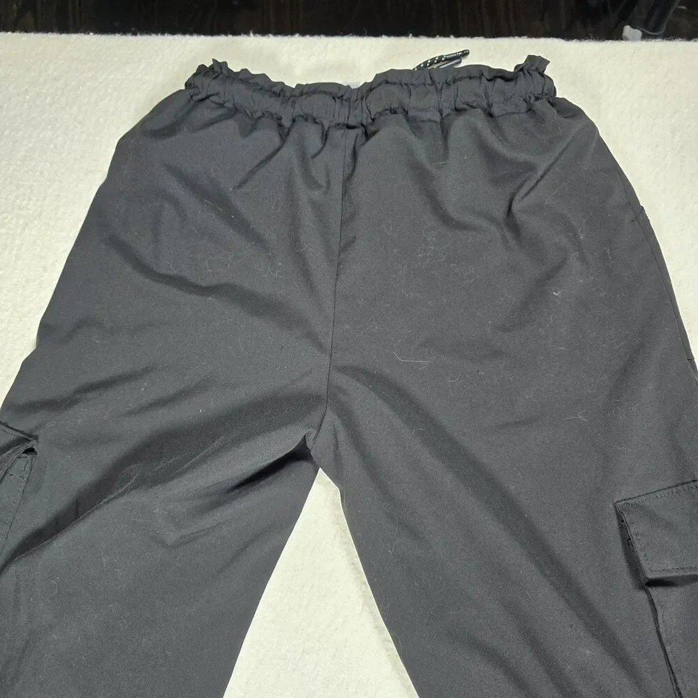 Justice Girls Active Parachute Black Pants Size L 12/14 Athleisure Joggers